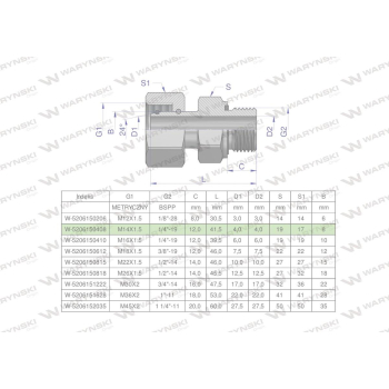 Przyłączka hydrauliczna AB  M14x1.5 08L x 1/4" BSP ED Waryński