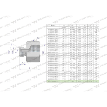 Tulejka różnicowa hydrauliczna calowa AB 1"GZ x 1 1/4"GW BSP Waryński
