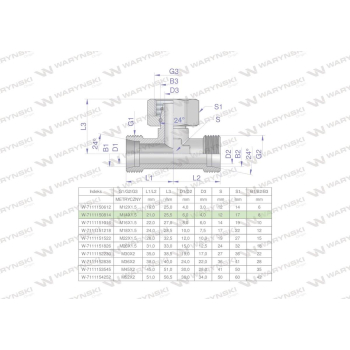 Trójnik hydrauliczny symetryczny metryczny BAB M14x1.5 08L  Waryński