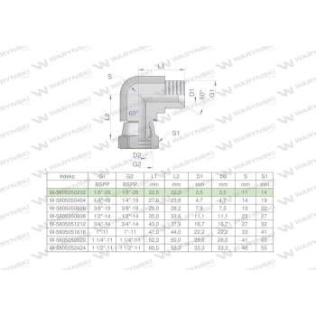 Kolanko hydrauliczne calowe AB 1/8" BSP Waryński
