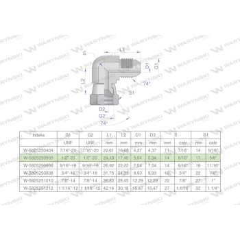 Kolanko hydrauliczne calowe AB 1/2" UNF (JIC) Waryński