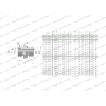 Przyłączka hydrauliczna metryczna BB  M12x1.5 06L x M10x1 ED Waryński