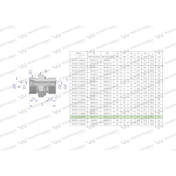 Przyłączka hydrauliczna metryczna BB  M26x1.5 18L x M26x1.5 ED Waryński