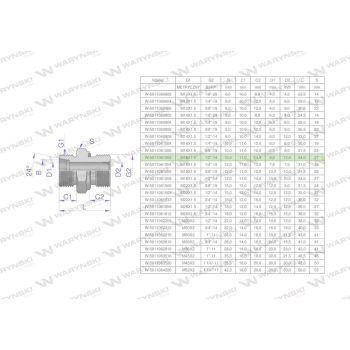 Przyłączka hydrauliczna BB  M16x1.5 10L x 1/2" BSP ED Waryński