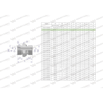 Przyłączka hydrauliczna BB  M12x1.5 06L x 1/4" BSP ED Waryński