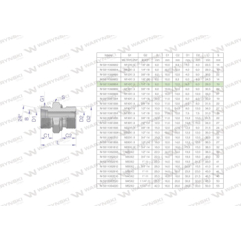 Przyłączka hydrauliczna BB  M14x1.5 08L x 1/4" BSP ED Waryński