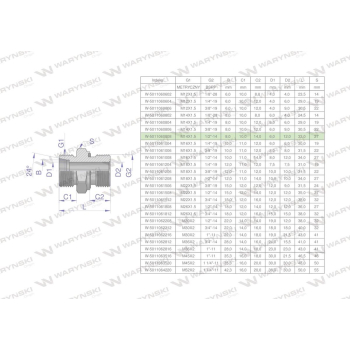 Przyłączka hydrauliczna BB  M14x1.5 08L x 1/2" BSP ED Waryński