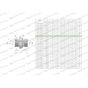 Przyłączka hydrauliczna BB  M16x1.5 10L x 1/4" BSP ED Waryński