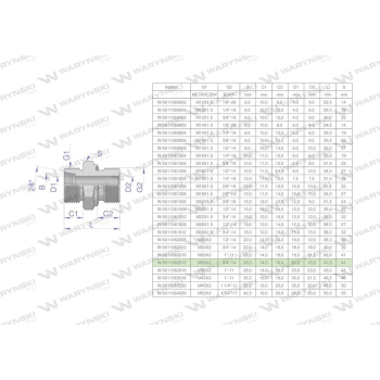 Przyłączka hydrauliczna BB  M36x2 28L2 28L x 3/4" BSP ED Waryński