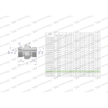Przyłączka hydrauliczna  BB M30x2 20S x 1" BSP ED Waryński