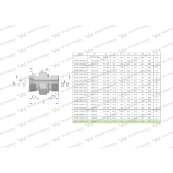 Przyłączka hydrauliczna  BB M36x2 25S x 1" BSP ED Waryński