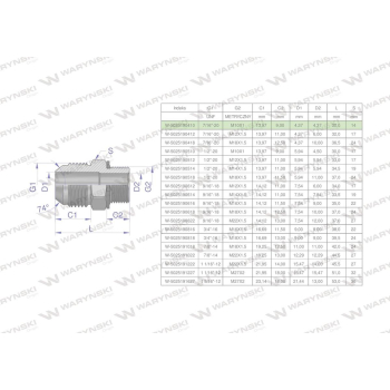 Przyłączka hydrauliczna BB 7/16"UNF   x M10x1  Waryński