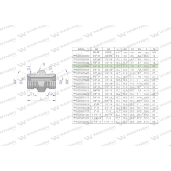 Złączka hydrauliczna redukcyjna calowa BB 3/8" x 1/4" BSP Waryński