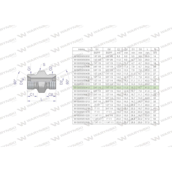 Złączka hydrauliczna redukcyjna calowa BB 1/4" x 3/4" BSP Waryński