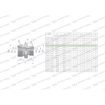 Złączka hydrauliczna redukcyjna metryczna BB M18x1.5 12L / M14x1.5 08L  Waryński