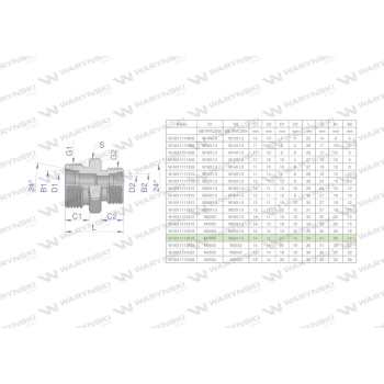 Złączka hydrauliczna redukcyjna metryczna BB M36x2 28L / M26x1.5 18L (XG) Waryński