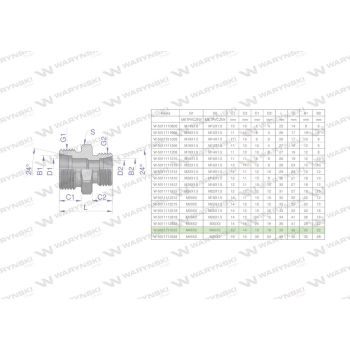 Złączka hydrauliczna redukcyjna metryczna BB M45x2 35L / M30x2 22L (XG) Waryński