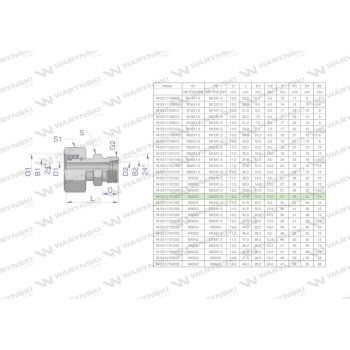 Złączka hydrauliczna metryczna AB (XKOR) A-M30x2 22L / B-M26x1.5 18L Waryński