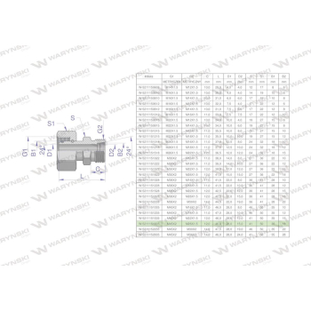 Złączka hydrauliczna metryczna AB (XKOR) A-M45x2 35L / B-M26x1.5 18L Waryński