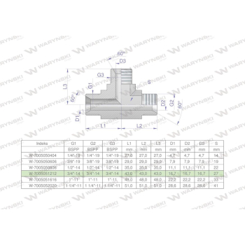 Trójnik hydrauliczny calowy BBB 3/4" BSP (XT) Waryński