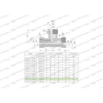 Trójnik hydrauliczny metryczny BBB M45x2 35L (XT) Waryński