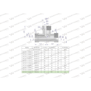 Trójnik hydrauliczny metryczny BBB M52x2 42L (XT) Waryński-26869