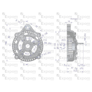 Pokrywa tylna alternatora 100211-6420EX, 021501-6690 Nowy Typ EXPOM KWIDZYN eu-27088