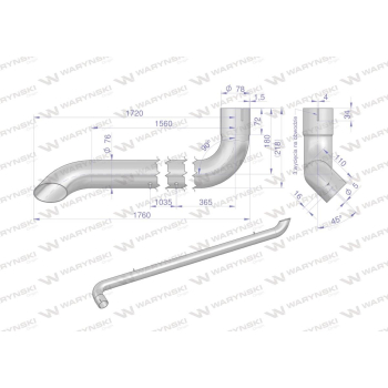Tłumik rura wydechu inox AL164277 John Deere WARYŃSKI-27365