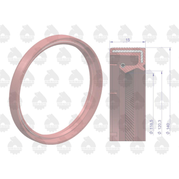 Pierścień uszczelniający uszczelniacz wału korbowego tylny 120x140x15 Zetor Fluoroelastomer C-360 ORYGINAŁ URSUS-27