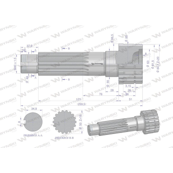 Wał napędzający reduktora 80121187 C-385 WARYŃSKI-27747