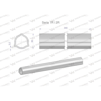 Rura wewnętrzna Seria 2R, rura zewnętrzna Seria 1R do wału 460 przegubowo-teleskopowego 36x3.2 mm 340 mm WARYŃSKI
