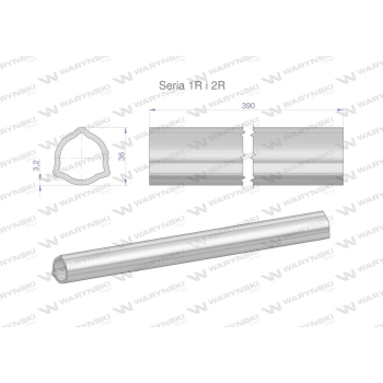 Rura wewnętrzna Seria 2R, rura zewnętrzna Seria 1R do wału 510 przegubowo-teleskopowego 36x3.2 mm 390 mm WARYŃSKI