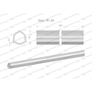 Rura wewnętrzna Seria 2R, rura zewnętrzna Seria 1R do wału 660 przegubowo-teleskopowego 36x3.2 mm 540 mm WARYŃSKI