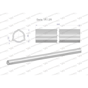 Rura wewnętrzna Seria 2R, rura zewnętrzna Seria 1R do wału 760 przegubowo-teleskopowego 36x3.2 mm 640 mm WARYŃSKI