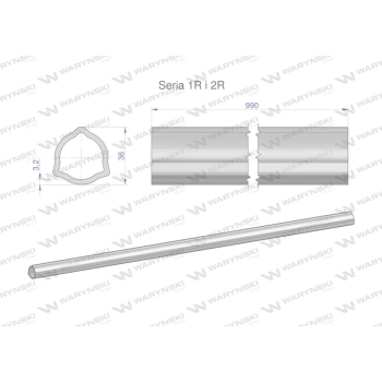 Rura wewnętrzna Seria 2R, rura zewnętrzna Seria 1R do wału 1110 przegubowo-teleskopowego 36x3.2 mm 990 mm WARYŃSKI
