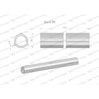 Rura wewnętrzna Seria 3R do wału 460 przegubowo-teleskopowego 36x4.5 mm 315 mm WARYŃSKI