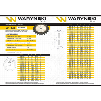 Koło zębate hartowane tarcza 12B-1 (R1 3/4) Z-20 Waryński-28053