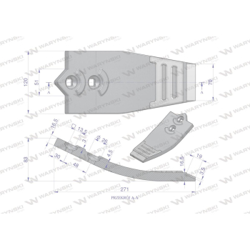 Dziób redlicy zęba szeroki 120mm zastosowanie CX Unia Cross AU/2065 Waryński Maxx 11211420651-28264