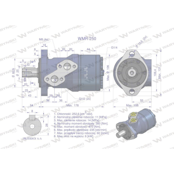 Silnik hydrauliczny orbitalny WMR 250 cm3/obr (110 bar / max.160 bar) Waryński-28489