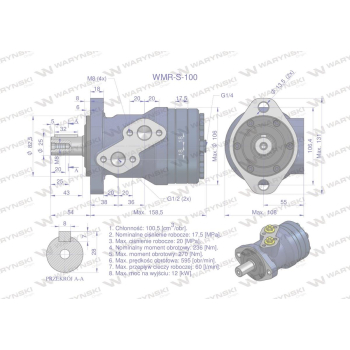Silnik hydrauliczny orbitalny wzmacniany WMR-S 100 cm3/obr (175 bar / max.220 bar) Waryński-28519