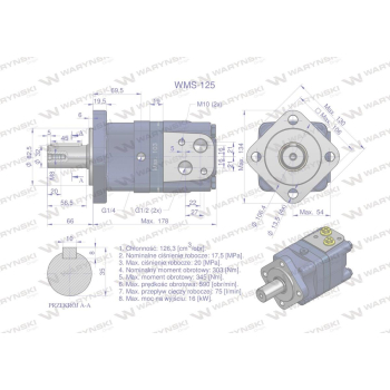 Silnik hydrauliczny orbitalny WMS 125 cm3/obr (175 bar / max.225 bar) Waryński-28573