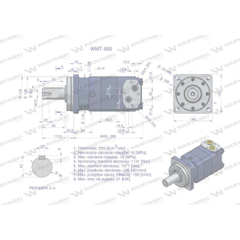 Silnik hydrauliczny orbitalny WMT 500 cm3/obr (160 bar / max.210 bar) Waryński-28629
