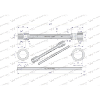 Klucz krzyżakowy do kół 27 x 32mm wzmocniony wkladany uchwyt Waryński-28738