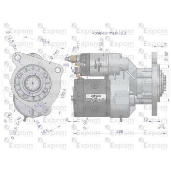 Rozrusznik z reduktorem typu Magneton Case Ford New Holland 9142766 Blue Line EXPOM KWIDZYN-29518