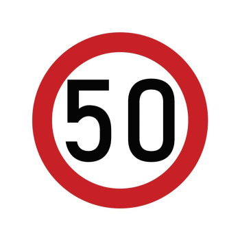 Naklejka laminowana limit prędkości 50 km/h- czerwona obwódka