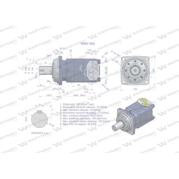 Silnik hydrauliczny orbitalny WMV 800 cm3/obr (160 bar / max.210 bar) Waryński-30205