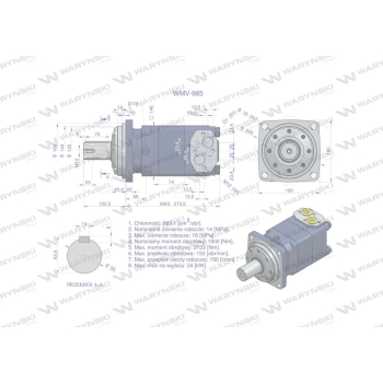 Silnik hydrauliczny orbitalny WMV 985 cm3/obr (140 bar / max.180 bar) Waryński-30208