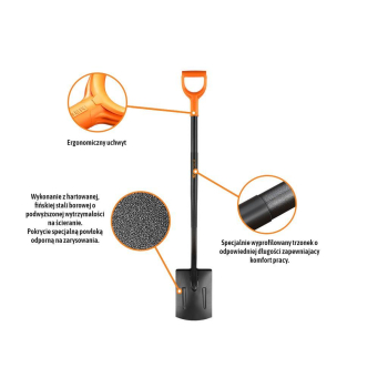 Szpadel prosty na metalowym trzonku / TEGER-30354