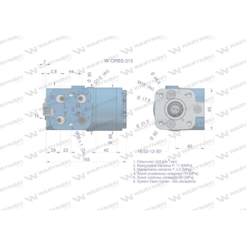 Orbitrol hydrauliczny W-ORBS 315 cm3/obr z zaworami (System Open Center - bez obciążenia) Waryński-30410