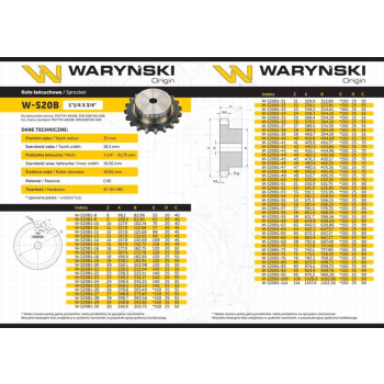 Koło zębate hartowane z kołnierzem 20B-1 (R1 1.1/4) Z-30 Waryński-30787